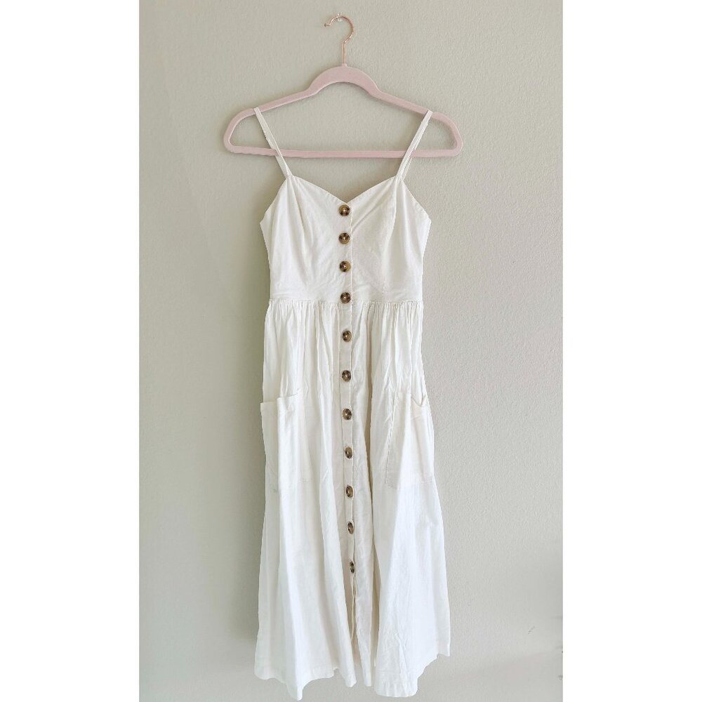 Cooperative White Button-Front Midi Dress